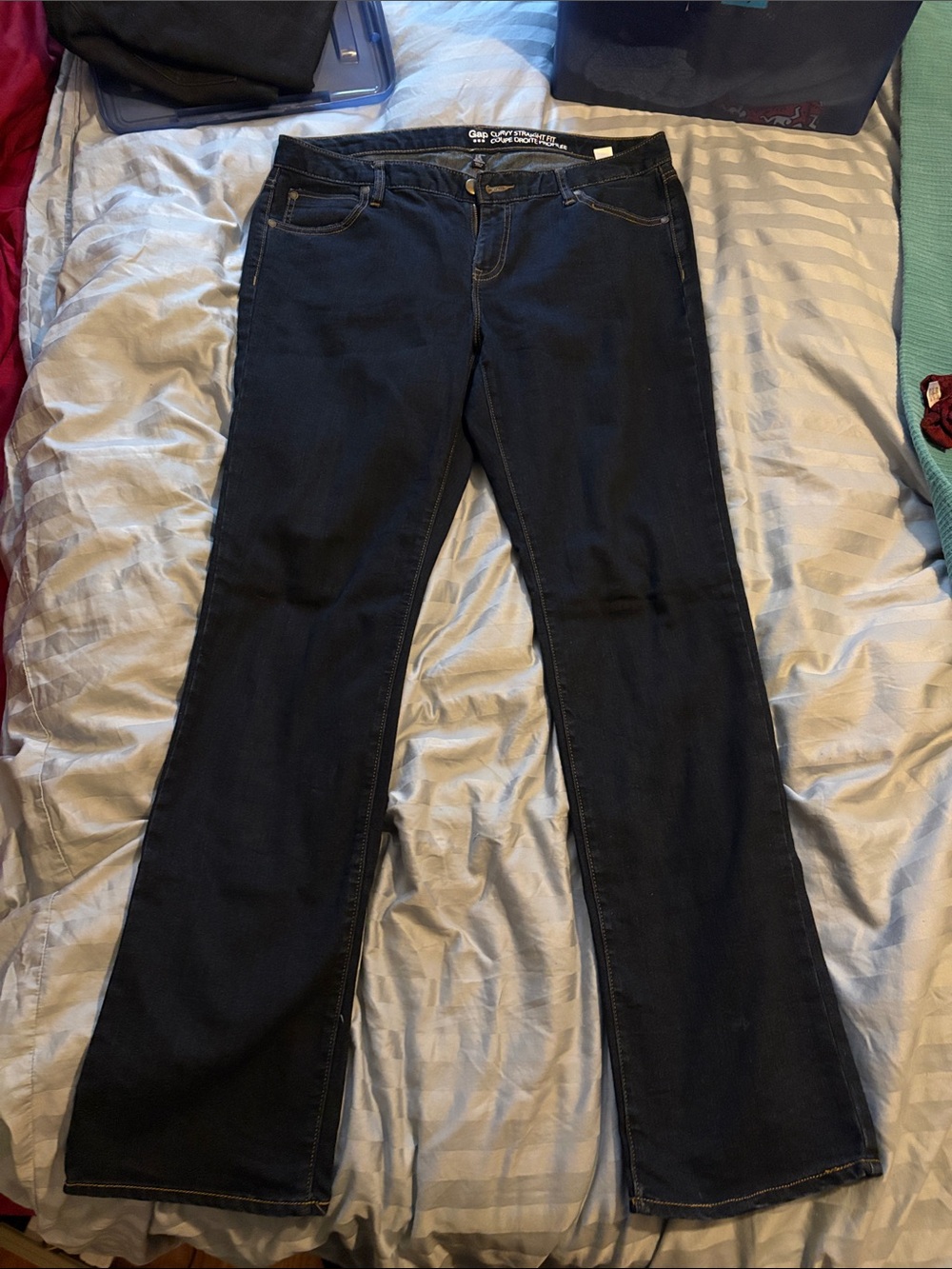 Gap curvy straight fit dark wash jeans 14L long 14 32